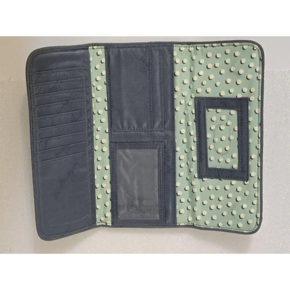 Vera Bradley Women's Coin & ID Wallet Teal Green Blue Floral Retired - Picture 4 of 4